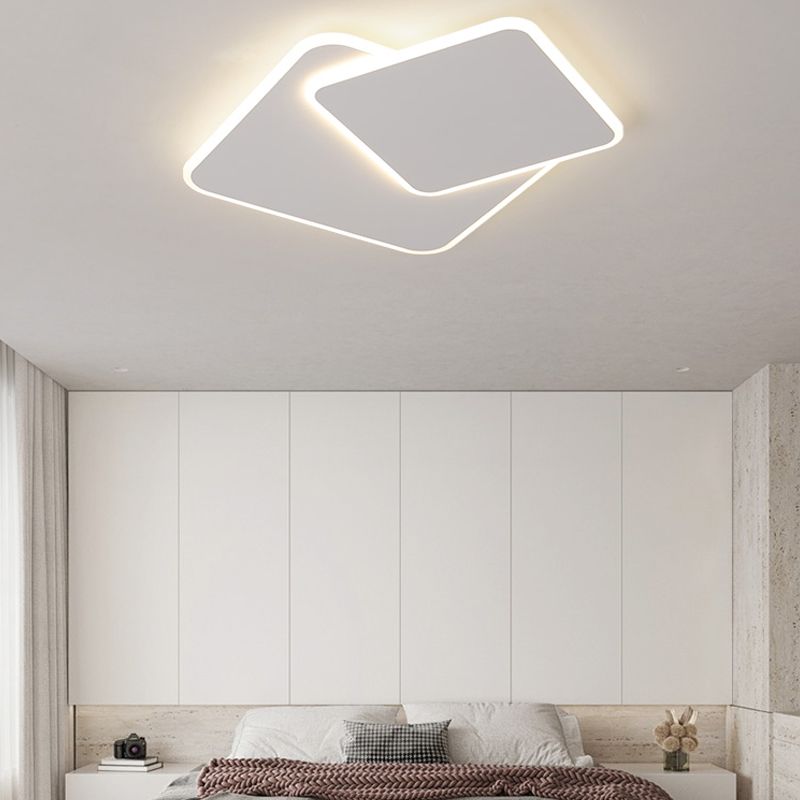 Plafonnier LED carré en métal, style nordique, éclairage d'intérieur, luminaire décoratif de plafond, idéal pour une chambre à coucher