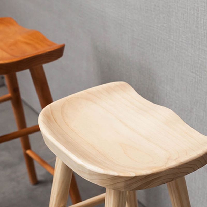 Industrial Armless Backless Counter Stool Rubber Wood Bar Stool with Pedal