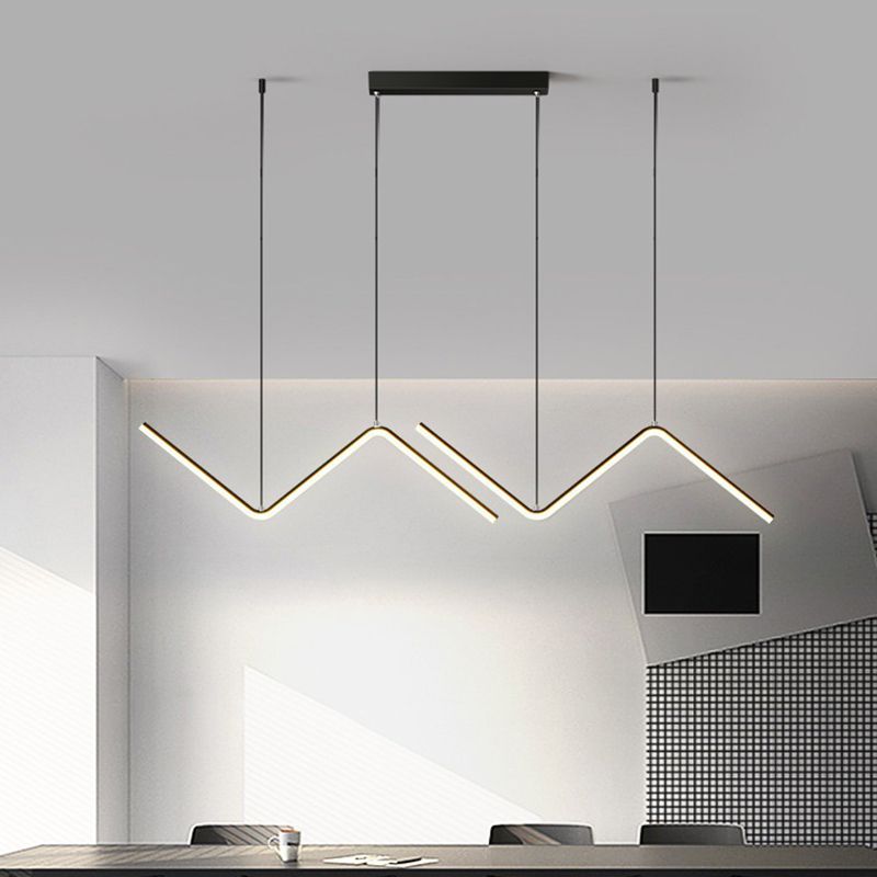 Modern Metal Chandelier Lamp Linear LED Island Pendant for Dining Room