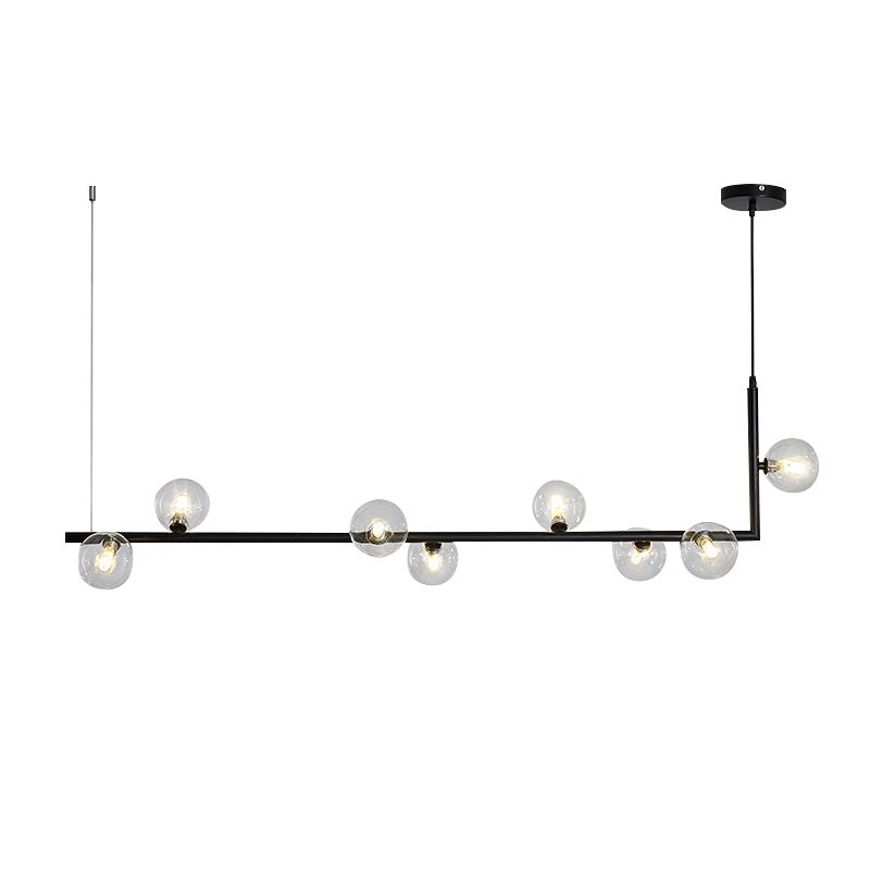 Modernism Globe Shaded Ceiling Light Black Kitchen Island Lighting for Room