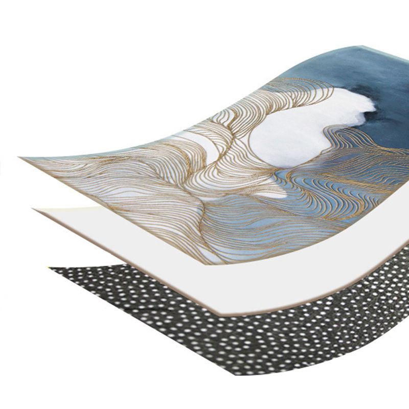 Trendy Modern Rug With Feather and Floral Print Creative Rectangle Carpet Polyester Anti-Slip Backing Rug for Living Room