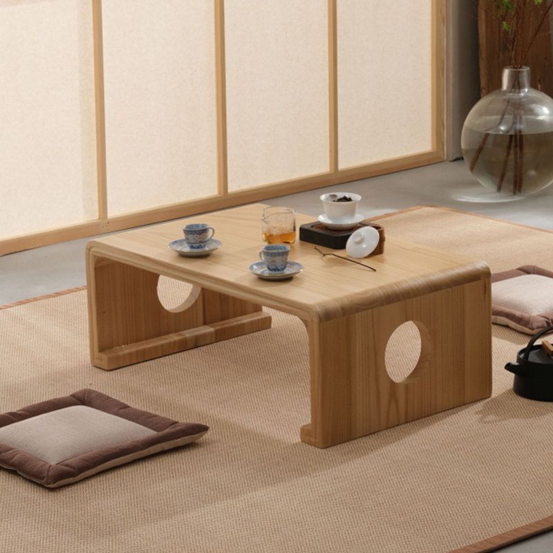 Rectangular Abstract Base Design Nordic Style Coffee Table Made of Solid Wood