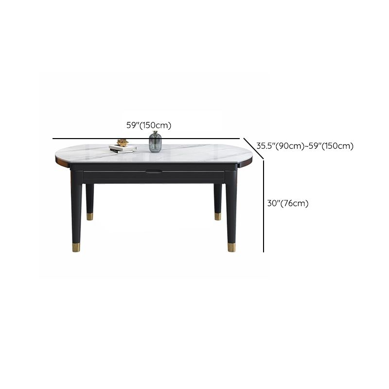 Luxury Round Grey Stone Top Extension Dining Table with 4 Black & Gold Legs