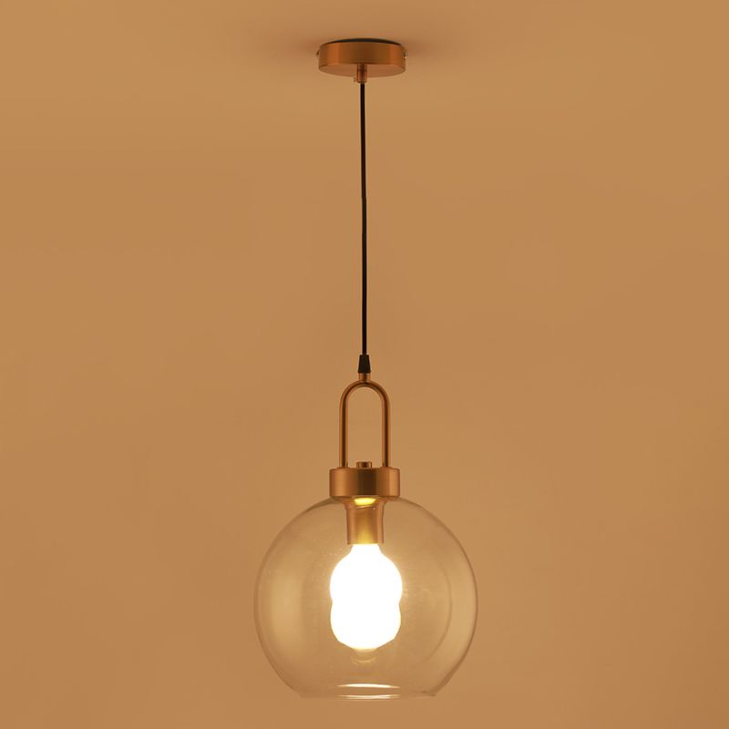 Modern Minimalist Gold Suspension Pendant Glass 1 Light Coffee Shop Hanging Ceiling Light