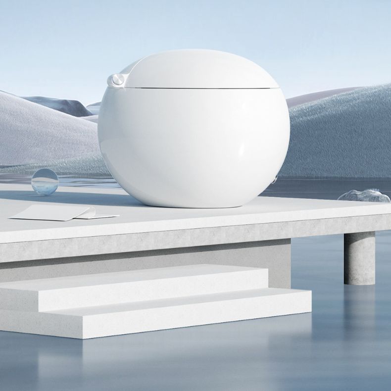 Contemporary White Heated Seat Floor Mount Bidet Round Smart Bidet