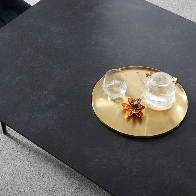Stone Top Dining Table Modern Dining Table with 4 Metal Legs