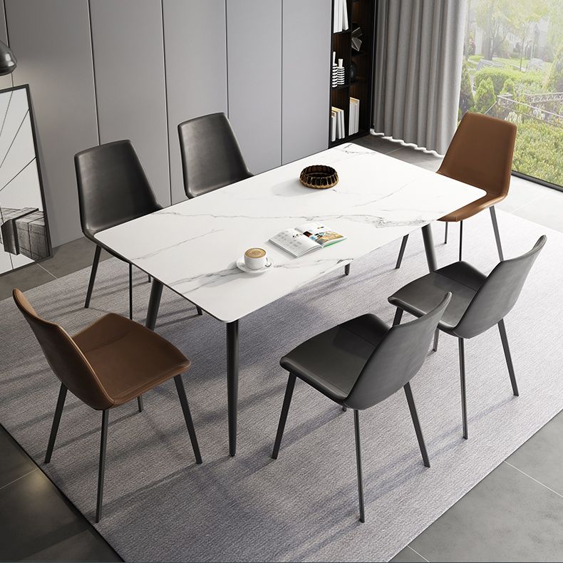 Modern Dining Room Set 1/4/7 Pcs Sintered Stone Top Table with Wingback Chairs
