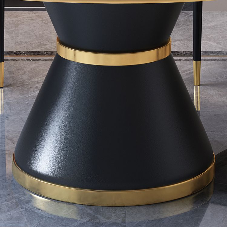 Metal Modern Style Round Dining Table Sintered Stone Table for Home Kitchen
