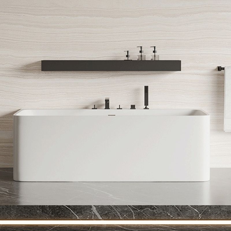 Modern Stone Soaking Bathtub Rectangle Back to Wall Bathtub With Faucet