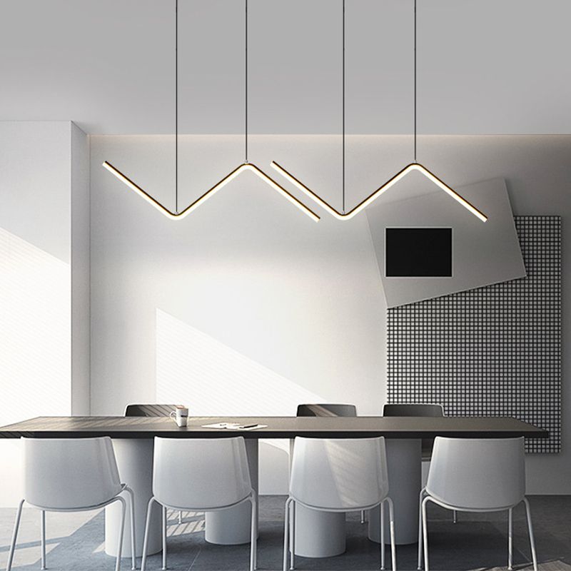 Modernism 2-Light Black/Golden Ceiling Light Metal Kitchen Island Lighting