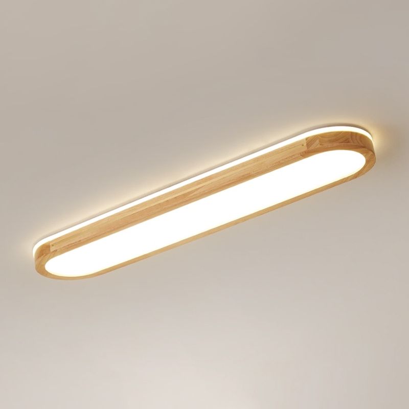 Minimalismo de madera 1-Luz de montaje de la lámpara de montaje de descarga lineal de luz de techo para dormitorio