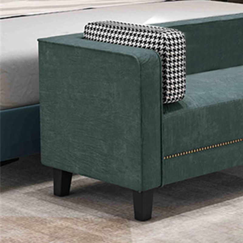 Contemporary Dark Green Sofa Tuxedo Arm Faux Leather Living Room Sofa