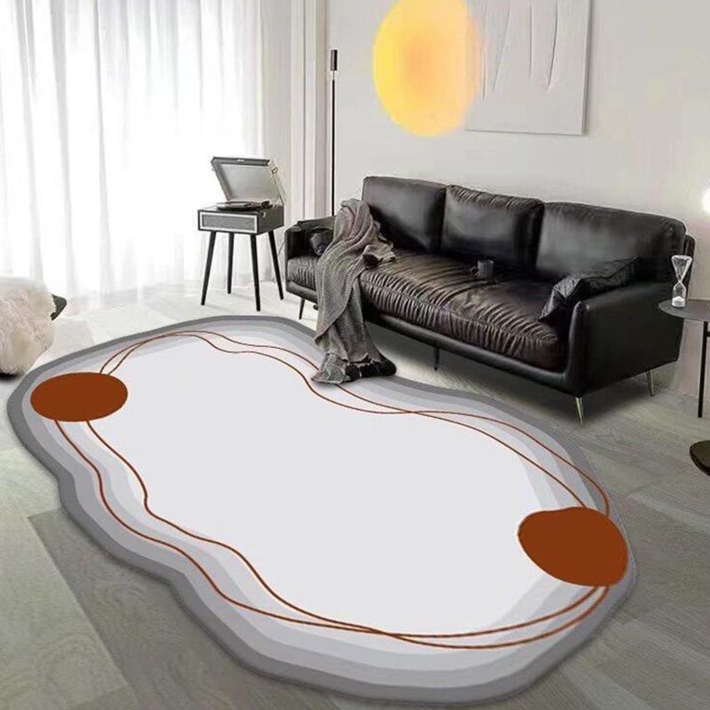 White Casual Rug Polyester Color Piece Rug Washable Rug for Living Room