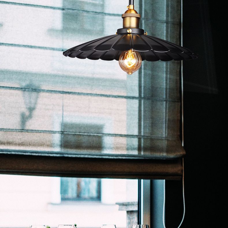 Luz de colgante festoneado de estilo industrial 1 Cabeza de lámpara de hierro para el restaurante