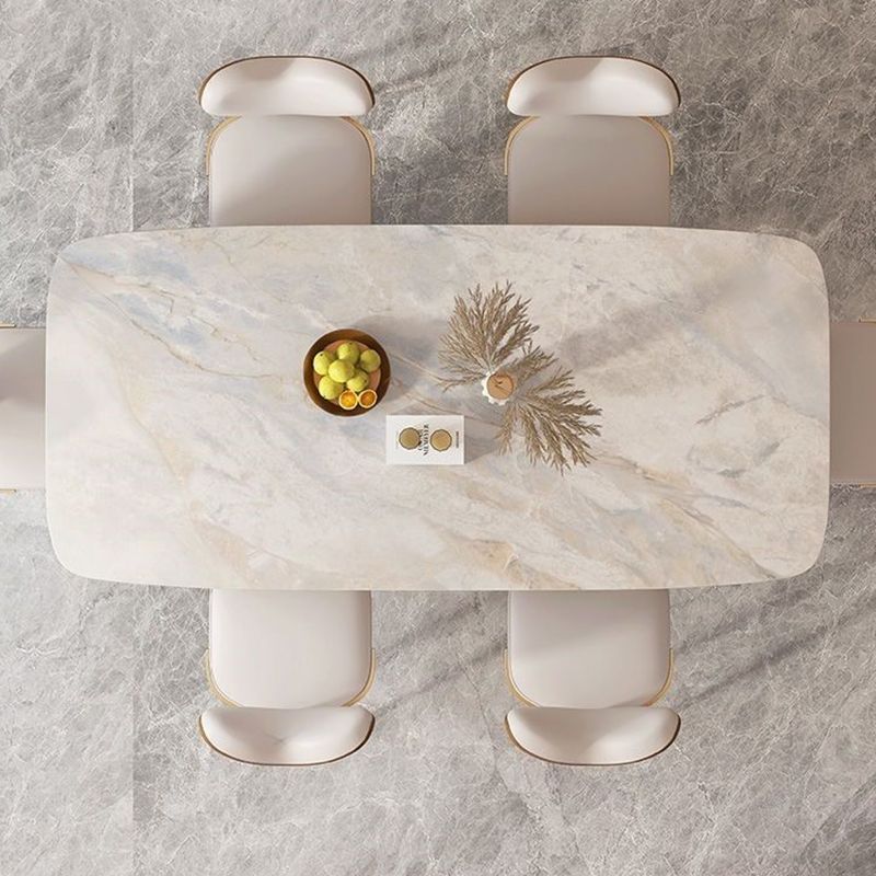 Sintered Stone Dining Set 1/4/5/7/9 Pcs Rectangle Dining Table with Upholstered Chairs