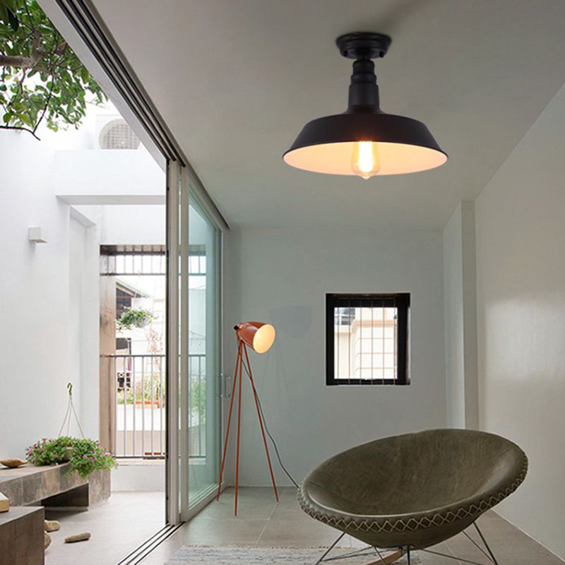 Lampada semi-floscio in metallo semi-flush ombreggiata in stile semi-filo