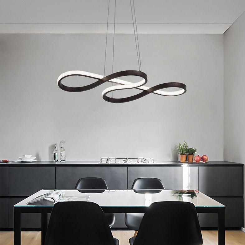 Aluminium LED Linear Pendant Light in Modern Creative Style Silica Gel Ceiling Light for Dining Room