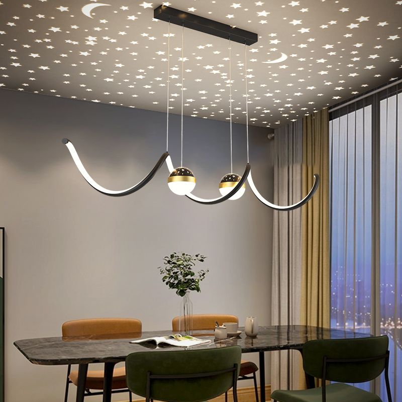 Linear Shape Island Lighting Ideas Modern Style Metal 3 Light Island Pendants