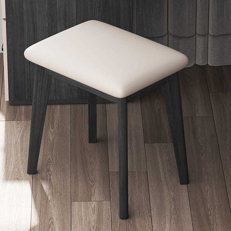 Modern Corner Vanity Table Stool and Mirror Set Glass Top 4-Drawer Dresser