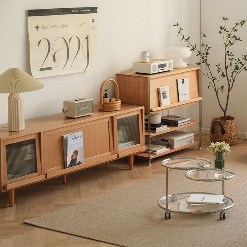 Open Back Horizontal Bookshelf Contemporary Solid Wood Bookshelf for Office