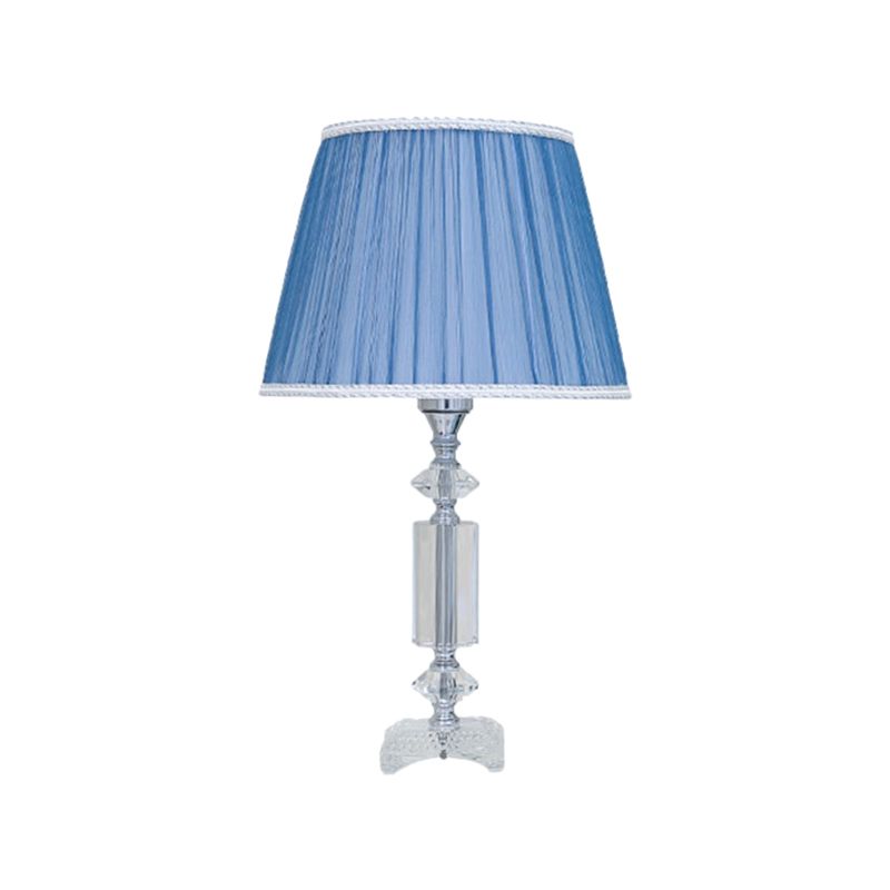 1 bulbe Table de nuance plissée effilée Lumière Blue / crème crème Gris / Béges, lampe de nuit de nuit avec base en cristal transparent