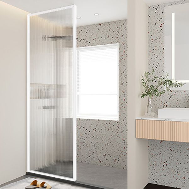 Fixed Shower Screen White Full Frame Tempered Glass Shower Door