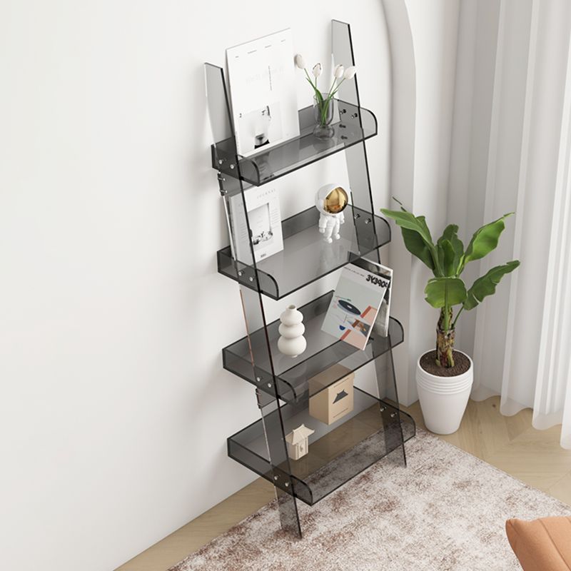 Contemporary Acrylic Bookcase Standard Open Back Bookshelf with Shelves