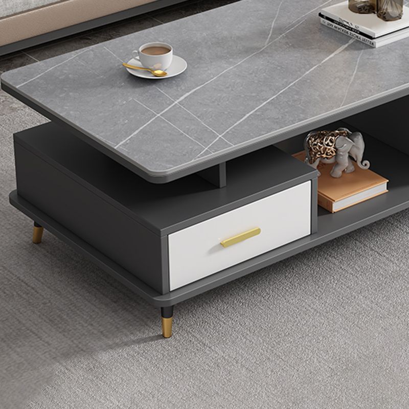 Slate Coffee Table Rectangle Glam Cocktail Table with 4 Legs