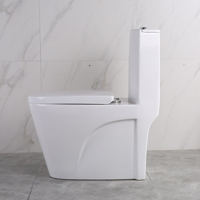 Contemporary Elongated Toilet Bowl Gravity Flush Toilet with Seat for Bathroom