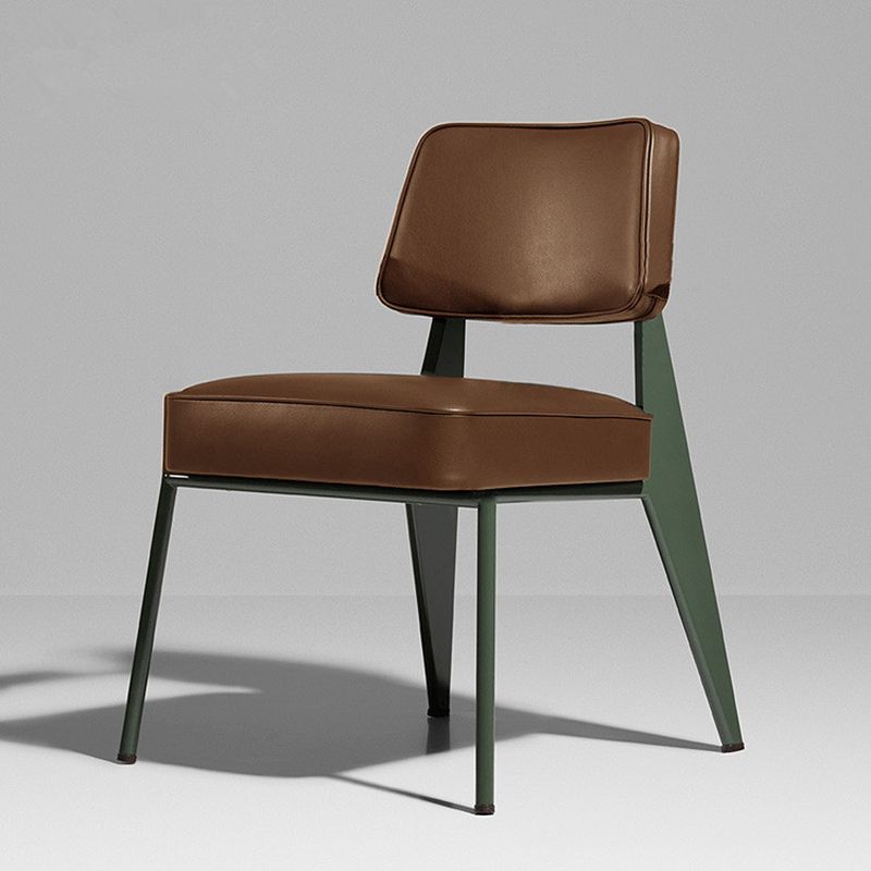 Industrial Style 24.4" Wide Faux Leather Fixed Back Armless Chair