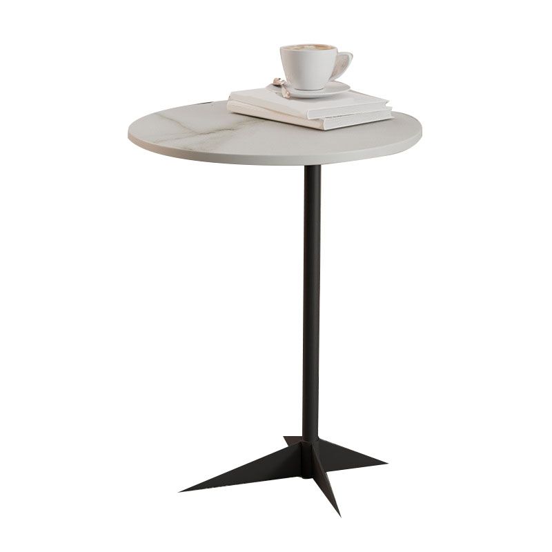 Modern Round Slate Side End Table Metal Pedestal Sofa Side Table