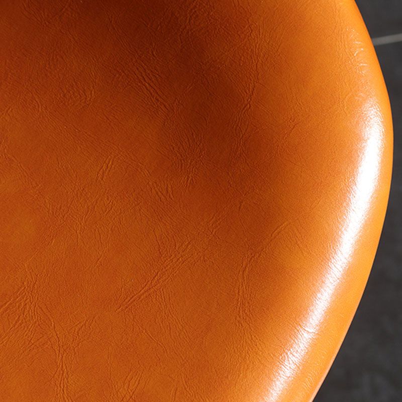 Industrial Footrest Low Back Barstool Matte Finish Leather Milk Tea Shop Stool