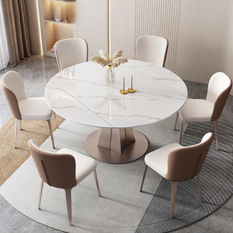 Modern Round Stone Table Standard Height Table Dining with Pedestal Base