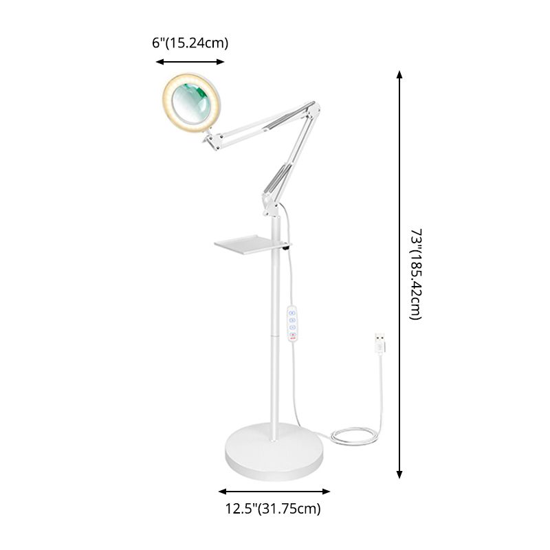 Lámpara de lectura de lupa lámpara de lectura nórdica LED blanco de pie con brazo oscilante