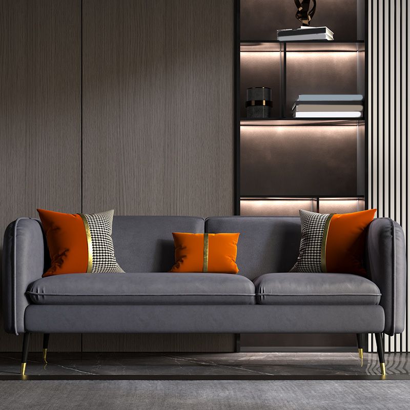 Contemporary Faux Leather Square Arm Sofa with Tight Back for Apartment