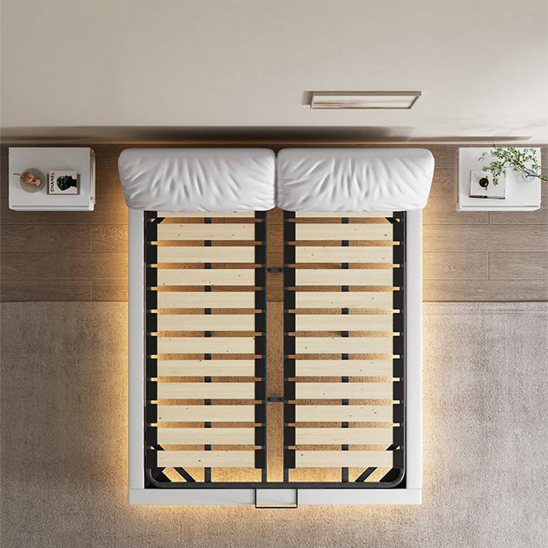 Glam Wood and Upholstered Headboard Bed Steel Frame Standard Bed