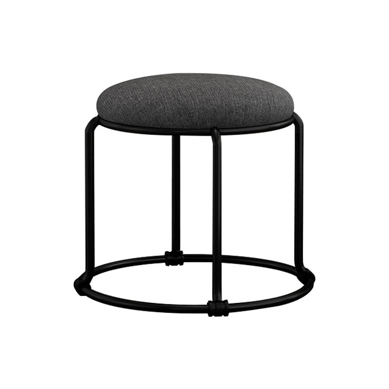 Contemporary Ottoman Fabric Upholstered Metal Frame Solid Color Round Ottoman