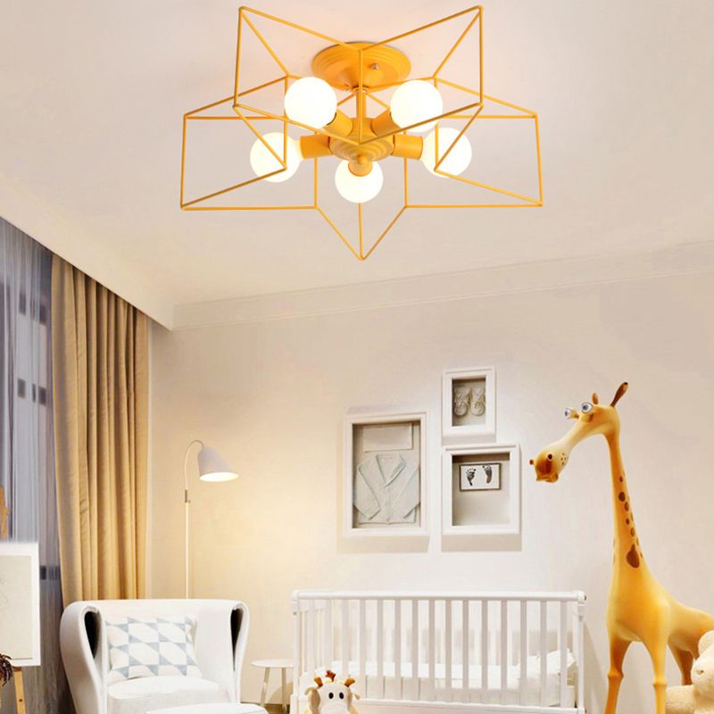 Metal Star Shape Flush Mount Light Industrial Style 5 Lights Flush Mount Ceiling Fixture