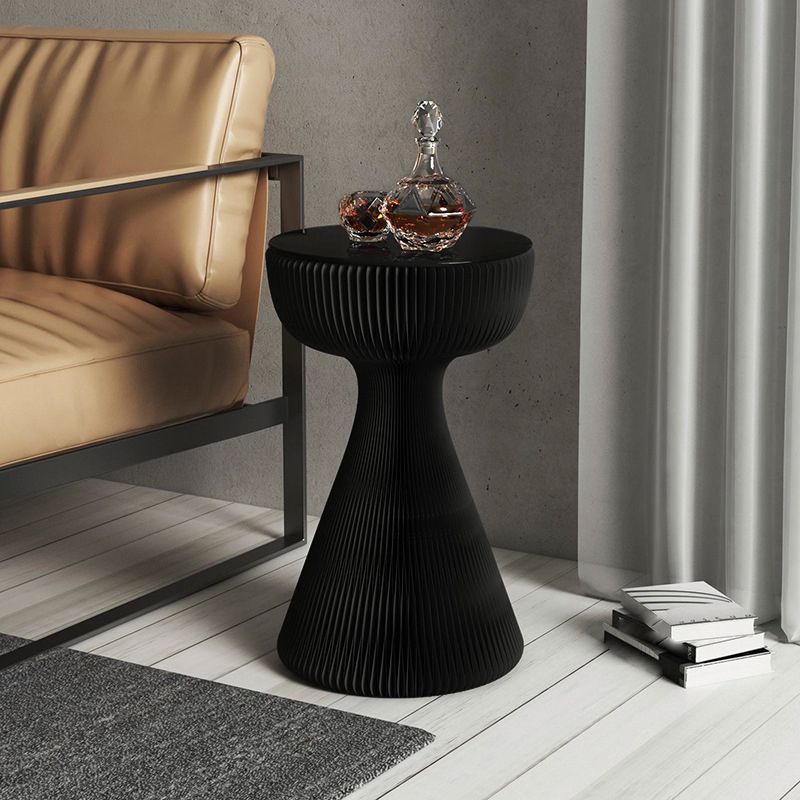 21.25" Tall Kraft Paper Pedestal End Table Round Glass Top Side Table