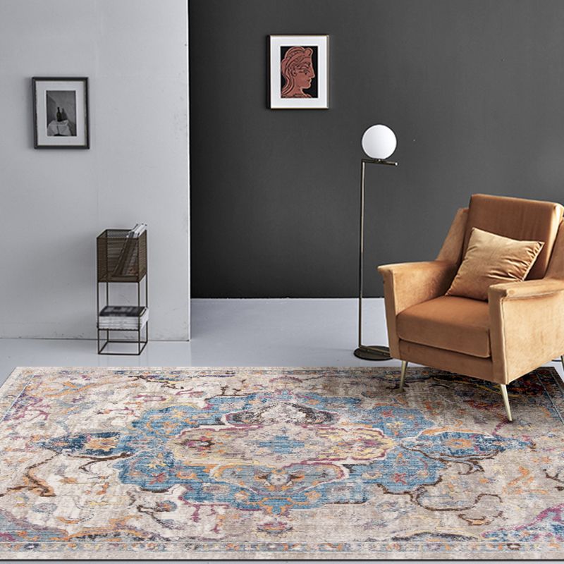 Vintage Ethnisches Muster Teppich mehrfarbiger Polyester Teppich Nicht-Rutsch-Backing-Teppich für die Heimdekoration