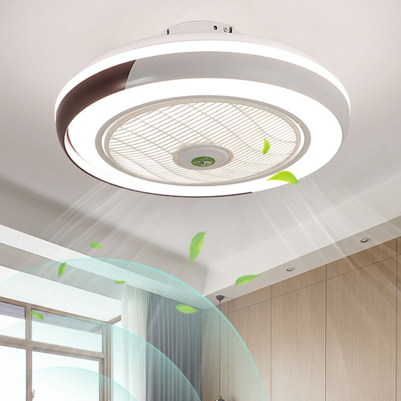 Moderne runde Lüfterleuchte Metall LED Schlafzimmer Halbflush Mount Light