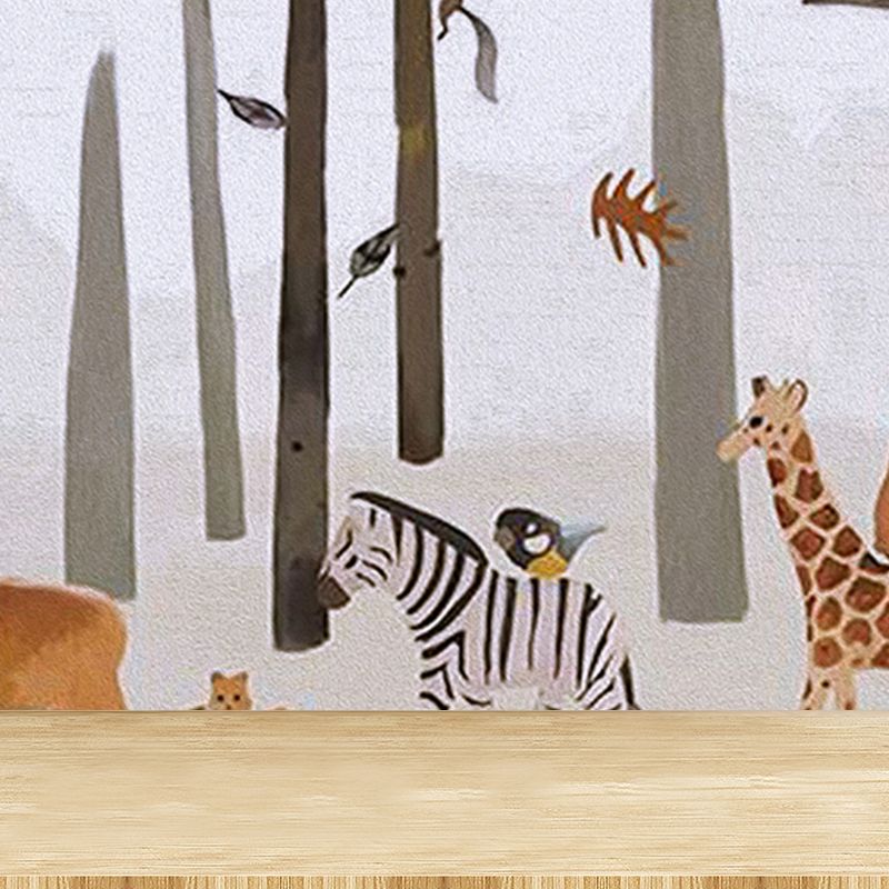 Autocollant Mural imprimé Animal de dessin animé, couleur Pastel, décoration murale résistante à l'humidité pour chambre d'enfant