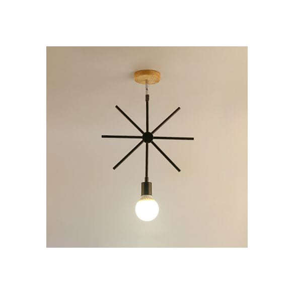1 cône lumineux / conception Sputnik semi-flush Mount Light Industrial Eleging Black Metal Plafond Lightture avec cage ouverte