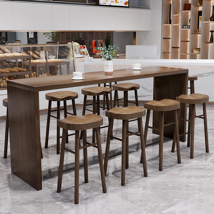 Modern Solid Wood Indoor Rectangle Double pedestal Bar Dining Table