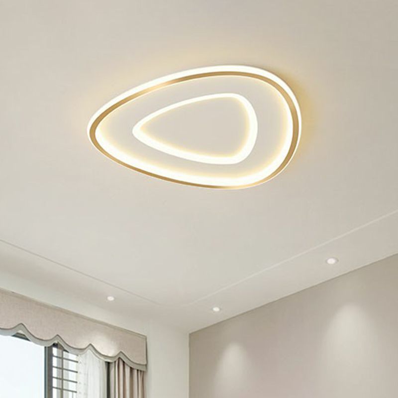 Gold Teardrop Shaped Ceiling Lighting Simplicity LED Acrylic Flush Mount Fixture