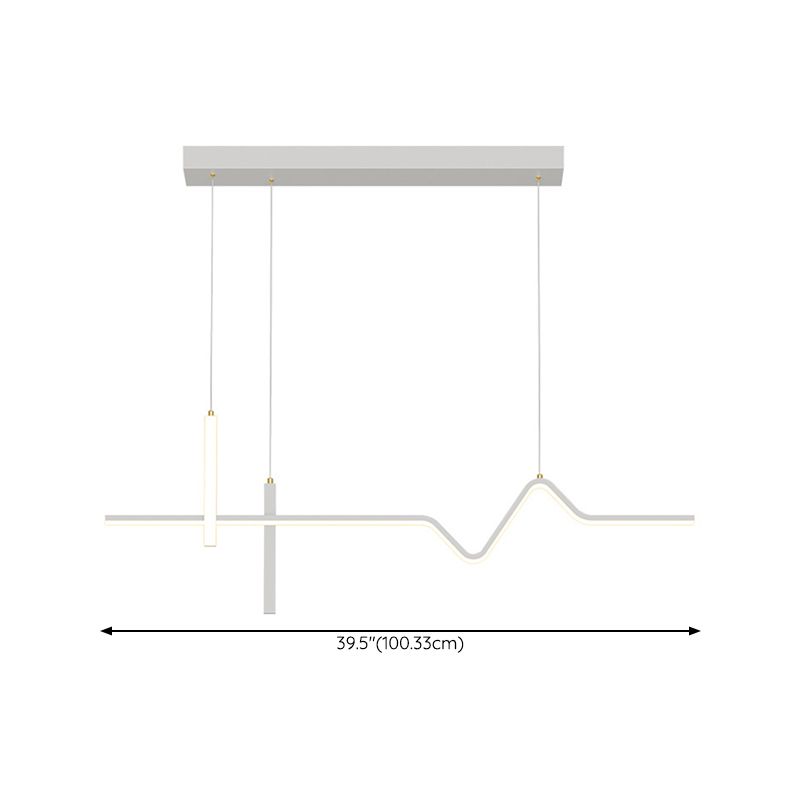 Linear Modern 3 - Light Ceiling Pendant Fixture in Matte LED White Kitchen Island Fixture