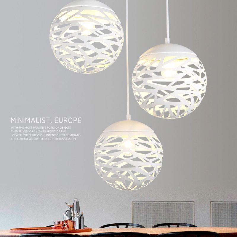 Luz de colgante colgante global estilo minimalista de metal blanco accesorio de iluminación colgante