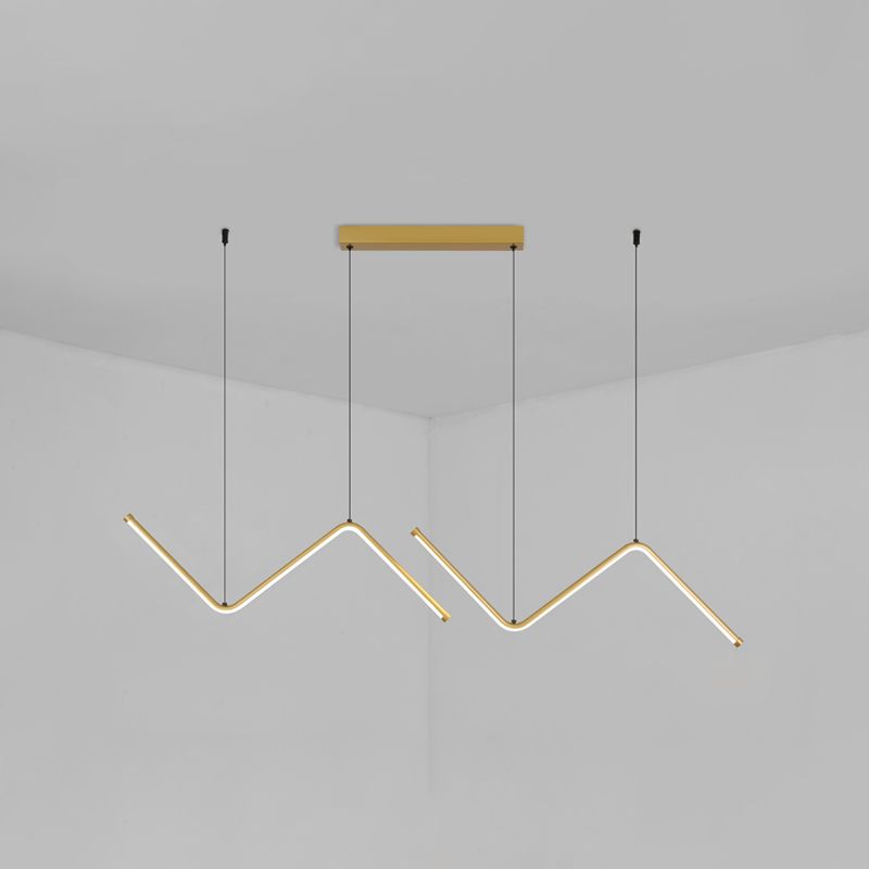 Modern Style Linear Pendant Light Fixtures Metal 2 Lights Led Hanging Lamp