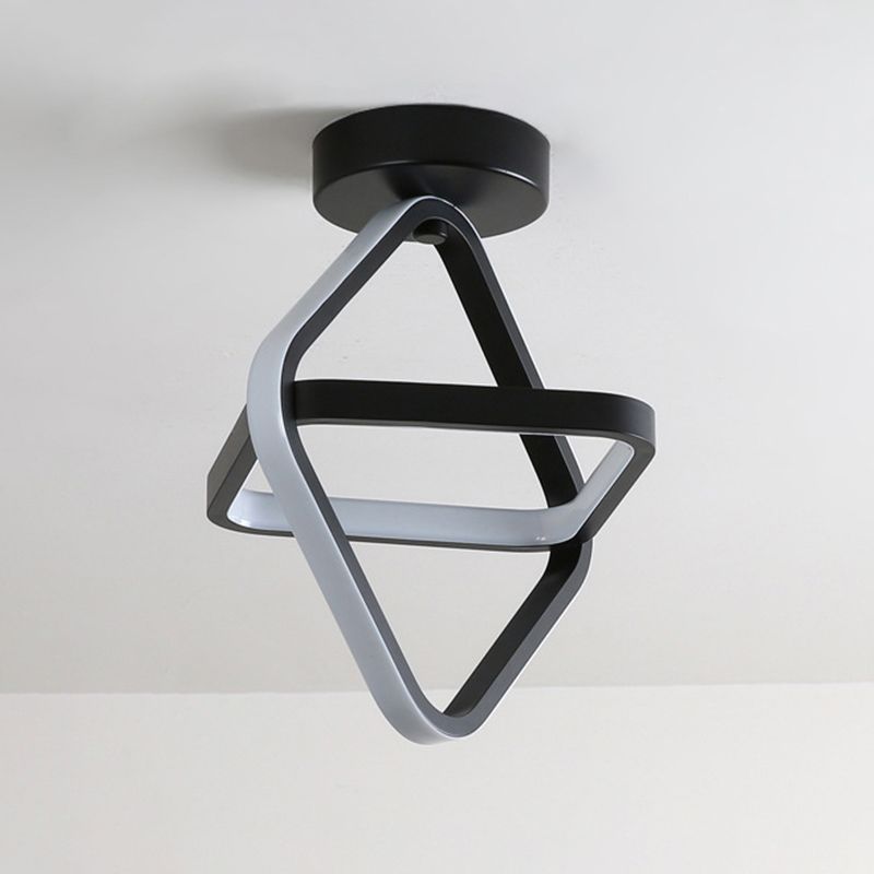 Geometrische semi -flush mount light moderne eenvoud aluminium plafond verlichtingsarmaturen voor slaapkamer