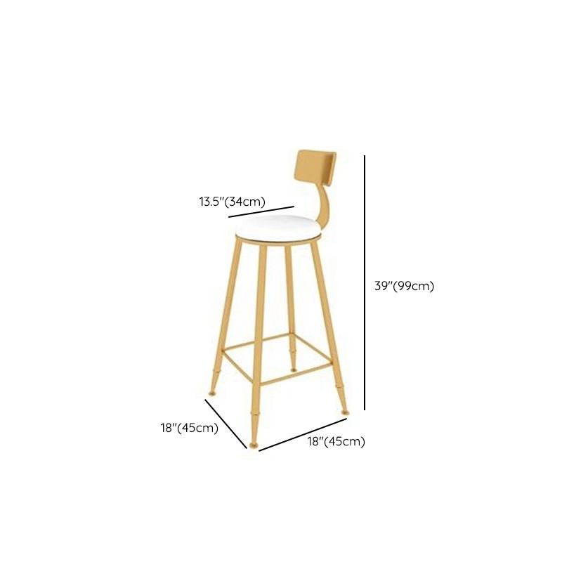 Glam Cushion Bar Stool Backrest Barstool with Gold Metal Legs
